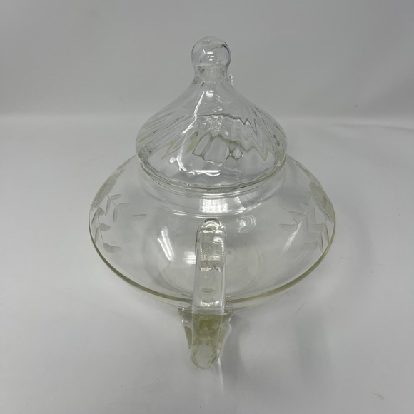 Vintage Clear Etched Glass Pyrex Tea Teapot Kettle Flower Leaves Etching - Picture 7 of 16